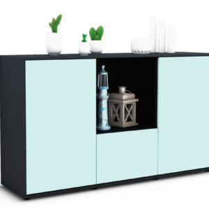 Sideboard Dhonna | Korpus Anthrazit | Front in Mint | 136x79x35cm (BxHxT)