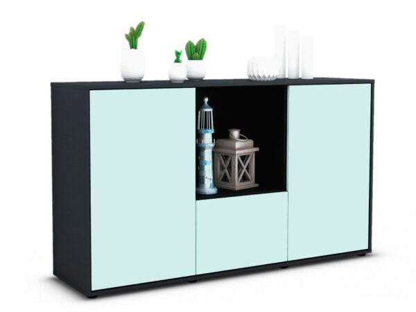 Sideboard Dhonna | Korpus Anthrazit | Front in Mint | 136x79x35cm (BxHxT)