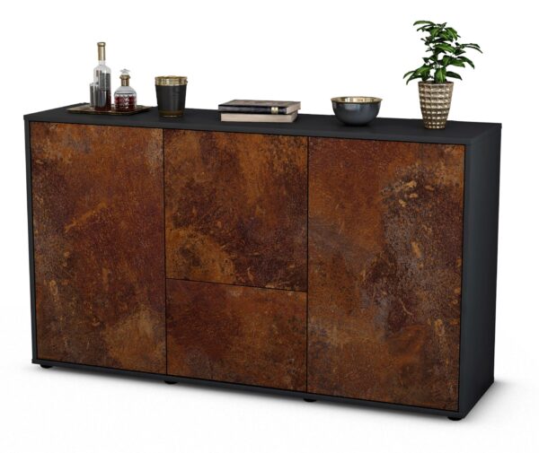 Sideboard Diana | Korpus Anthrazit | Front in Rost Optik | 136x79x35cm (BxHxT)