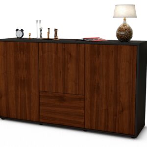 Sideboard Diana | Korpus Anthrazit | Front in Walnuss Holz Optik | 136x79x35cm (BxHxT)