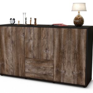 Sideboard Diana | Korpus Anthrazit | Front in Treibholz Holz Optik | 136x79x35cm (BxHxT)