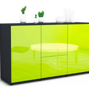 Sideboard Diana | Korpus Anthrazit | Front in Hochglanz Grün | 136x79x35cm (BxHxT)