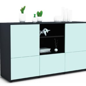 Sideboard Diellza | Korpus Anthrazit | Front in Mint | 136x79x35cm (BxHxT)