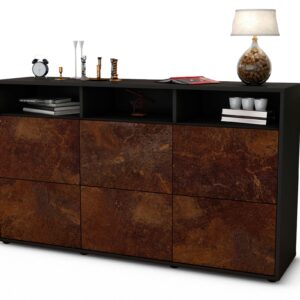 Sideboard Dilara | Korpus Anthrazit | Front in Rost Optik | 136x79x35cm (BxHxT)