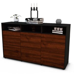 Sideboard Dilara | Korpus Anthrazit | Front in Walnuss Holz Optik | 136x79x35cm (BxHxT)