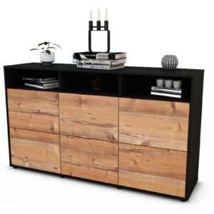 Sideboard Dilara | Korpus Anthrazit | Front in Pinie Holz Optik | 136x79x35cm (BxHxT)
