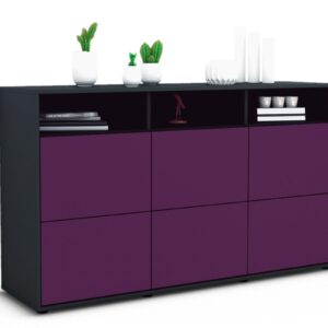 Sideboard Dilara | Korpus Anthrazit | Front in Lila | 136x79x35cm (BxHxT)