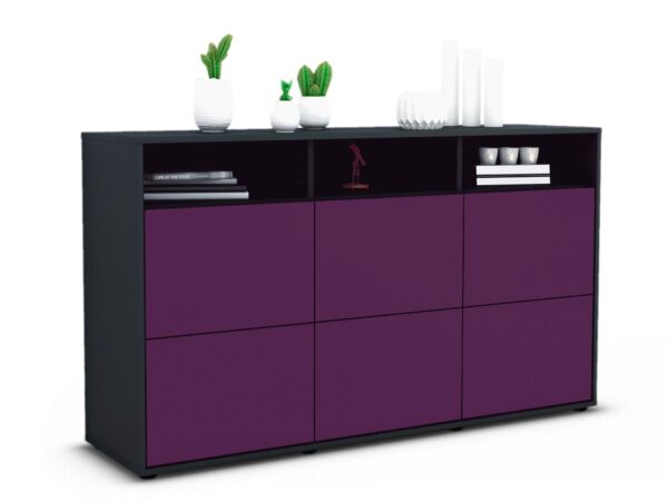 Sideboard Dilara | Korpus Anthrazit | Front in Lila | 136x79x35cm (BxHxT)