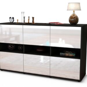 Sideboard Diletta | Korpus Anthrazit | Front in Hochglanz Weiß | 136x79x35cm (BxHxT)