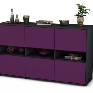 Sideboard Diletta | Korpus Anthrazit | Front in Lila | 136x79x35cm (BxHxT)