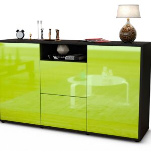 Sideboard Dimphi | Korpus Anthrazit | Front in Hochglanz Grün | 136x79x35cm (BxHxT)