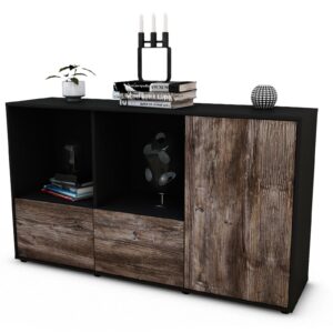 Sideboard Dolcia | Korpus Anthrazit | Front in Treibholz Holz Optik | 136x79x35cm (BxHxT)