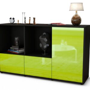 Sideboard Dolcia | Korpus Anthrazit | Front in Hochglanz Grün | 136x79x35cm (BxHxT)