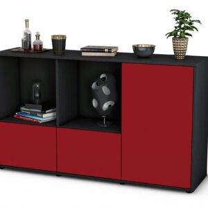 Sideboard Dolcia | Korpus Anthrazit | Front in Bordeaux | 136x79x35cm (BxHxT)