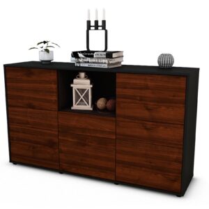 Sideboard Dominika | Korpus Anthrazit | Front in Walnuss Holz Optik | 136x79x35cm (BxHxT)