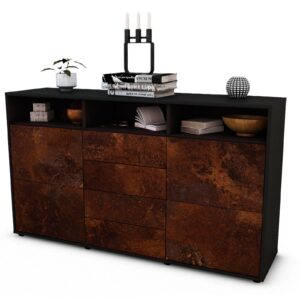Sideboard Donabella | Korpus Anthrazit | Front in Rost Optik | 136x79x35cm (BxHxT)