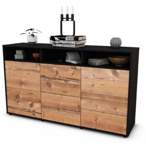 Sideboard Donabella | Korpus Anthrazit | Front in Pinie Holz Optik | 136x79x35cm (BxHxT)