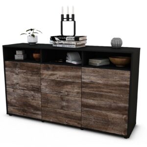 Sideboard Donabella | Korpus Anthrazit | Front in Treibholz Holz Optik | 136x79x35cm (BxHxT)