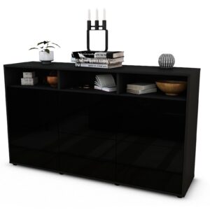 Sideboard Donabella | Korpus Anthrazit | Front in Hochglanz Schwarz | 136x79x35cm (BxHxT)