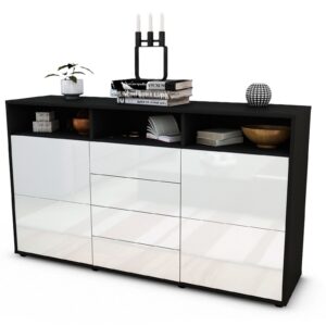 Sideboard Donabella | Korpus Anthrazit | Front in Hochglanz Weiß | 136x79x35cm (BxHxT)