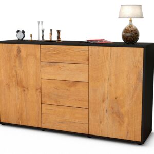 Sideboard Donna | Korpus Anthrazit | Front in Eiche Holz Optik | 136x79x35cm (BxHxT)