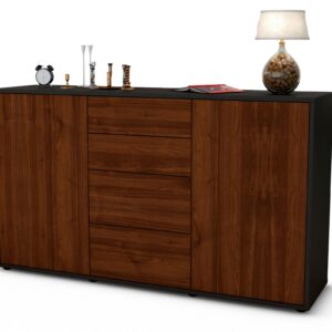 Sideboard Donna | Korpus Anthrazit | Front in Walnuss Holz Optik | 136x79x35cm (BxHxT)