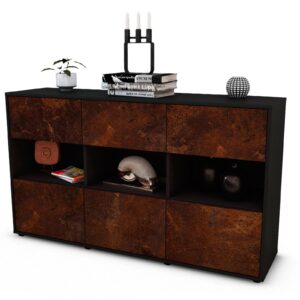 Sideboard Dorett | Korpus Anthrazit | Front in Rost Optik | 136x79x35cm (BxHxT)