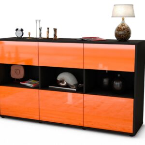 Sideboard Dorett | Korpus Anthrazit | Front in Hochglanz Orange | 136x79x35cm (BxHxT)