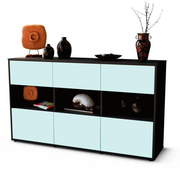 Sideboard Dorett | Korpus Anthrazit | Front in Mint | 136x79x35cm (BxHxT)