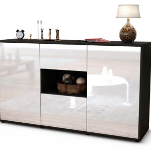 Sideboard Doriana | Korpus Anthrazit | Front in Hochglanz Weiß | 136x79x35cm (BxHxT)