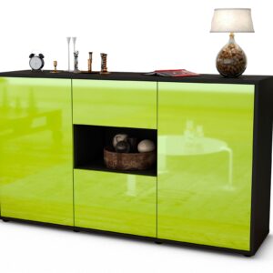 Sideboard Doriana | Korpus Anthrazit | Front in Hochglanz Grün | 136x79x35cm (BxHxT)
