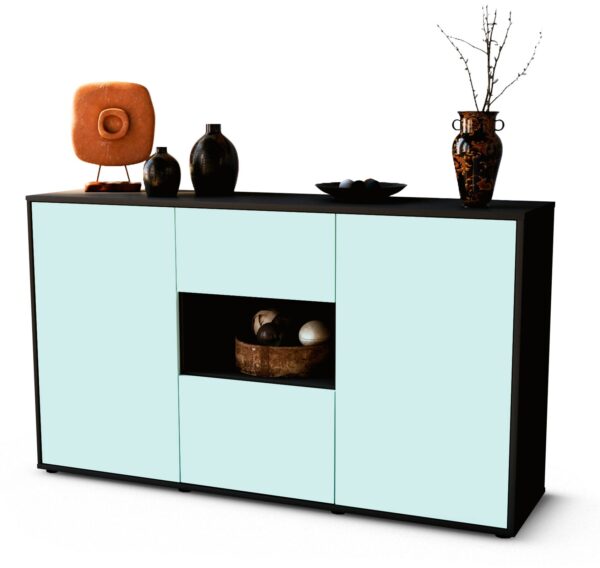 Sideboard Doriana | Korpus Anthrazit | Front in Mint | 136x79x35cm (BxHxT)