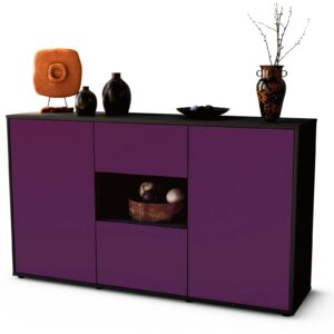 Sideboard Doriana | Korpus Anthrazit | Front in Lila | 136x79x35cm (BxHxT)