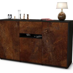 Sideboard Dorina | Korpus Anthrazit | Front in Rost Optik | 136x79x35cm (BxHxT)