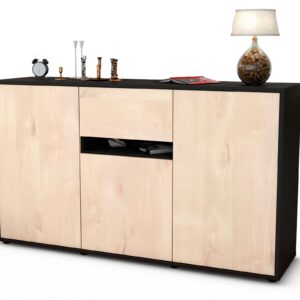 Sideboard Dorina | Korpus Anthrazit | Front in Zeder Holz Optik | 136x79x35cm (BxHxT)