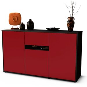 Sideboard Dorina | Korpus Anthrazit | Front in Bordeaux | 136x79x35cm (BxHxT)