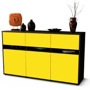 Sideboard Dorinde | Korpus Anthrazit | Front in Gelb | 136x79x35cm (BxHxT)