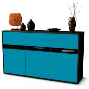 Sideboard Dorinde | Korpus Anthrazit | Front in Türkis | 136x79x35cm (BxHxT)
