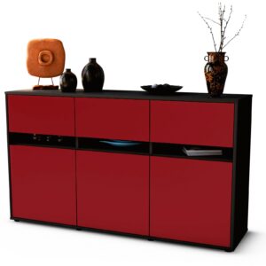 Sideboard Dorinde | Korpus Anthrazit | Front in Bordeaux | 136x79x35cm (BxHxT)