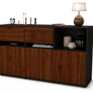 Sideboard Dorotea | Korpus Anthrazit | Front in Walnuss Holz Optik | 136x79x35cm (BxHxT)
