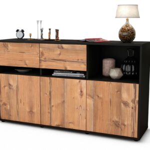 Sideboard Dorotea | Korpus Anthrazit | Front in Pinie Holz Optik | 136x79x35cm (BxHxT)