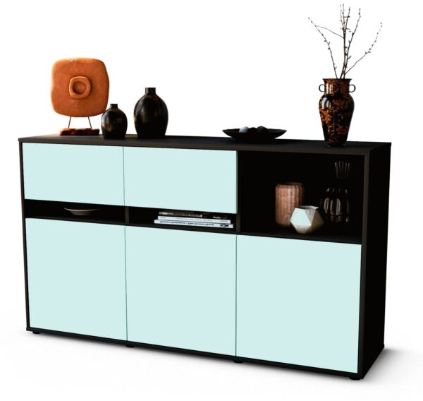 Sideboard Dorotea | Korpus Anthrazit | Front in Mint | 136x79x35cm (BxHxT)