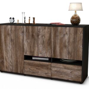 Sideboard Ebe | Korpus Anthrazit | Front in Treibholz Holz Optik | 136x79x35cm (BxHxT)