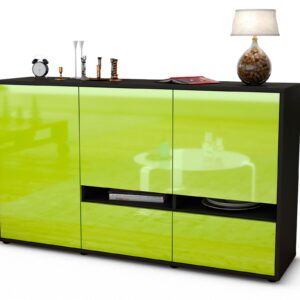 Sideboard Ebe | Korpus Anthrazit | Front in Hochglanz Grün | 136x79x35cm (BxHxT)