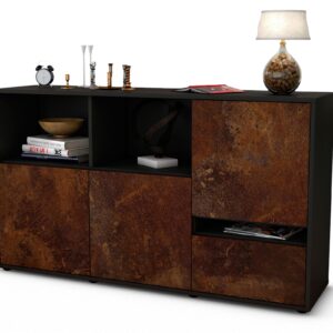 Sideboard Eda | Korpus Anthrazit | Front in Rost Optik | 136x79x35cm (BxHxT)