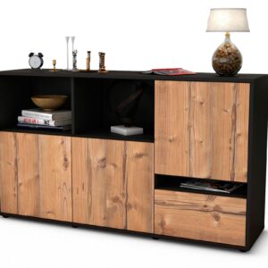 Sideboard Eda | Korpus Anthrazit | Front in Pinie Holz Optik | 136x79x35cm (BxHxT)