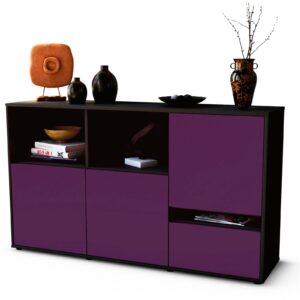 Sideboard Eda | Korpus Anthrazit | Front in Lila | 136x79x35cm (BxHxT)