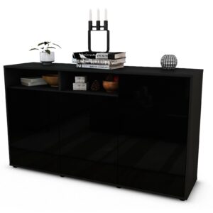 Sideboard Editta | Korpus Anthrazit | Front in Hochglanz Schwarz | 136x79x35cm (BxHxT)