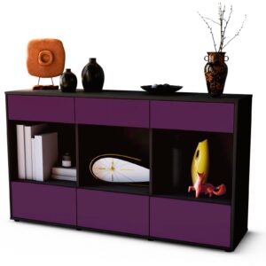 Sideboard Efisia | Korpus Anthrazit | Front in Lila | 136x79x35cm (BxHxT)
