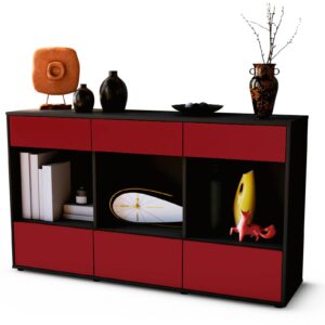 Sideboard Efisia | Korpus Anthrazit | Front in Bordeaux | 136x79x35cm (BxHxT)